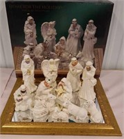 Porcelain nativity set by home for the holidays