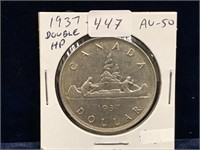 1937 Can Silver Dollar  AU50