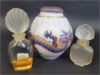 Chinoiserie Collection & 2 Perfume Bottles Floral