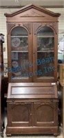 Victorian walnut drop front desk bookcase top