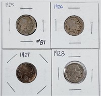 1925, 1926, 1927 & 1928  Buffalo Nickels  G