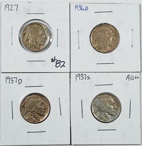 1927, 36-D, 37-D & 37-S  Buffalo Nickels  VG - AU