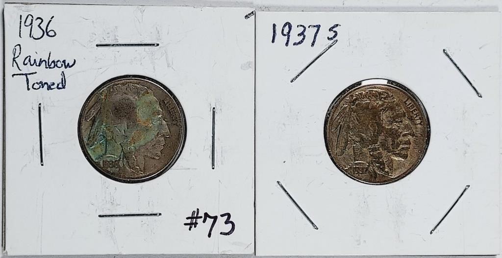 1936 & 1937-S  Buffalo Nickels   G & VG