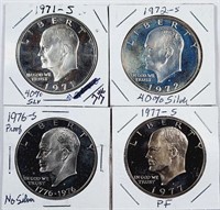 Lot of 4  Proof  Eisenhower Dollars   2 are 40% ag