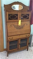 Oak Secretary Desk w/Glass Doors