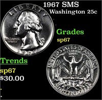 1967 SMS Washington Quarter 25c Grades sp67