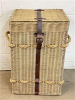 Wicker Hamper with Leather Strap