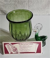 Glass Vase, bird and Anaconda Mt. thermometer