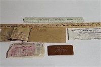 Vintage Ration stamps, 1945 tax form, misc.