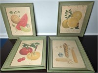 Vintage 1950s Pertchik Fruit Vegetables Framed