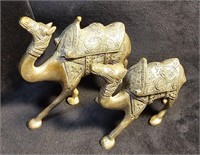 Tinned brass Camel figurines pair