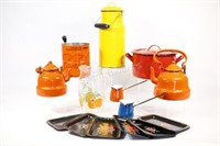 Enamel Stock Pot, Tea Pots, Sifter & Juice Pitcher