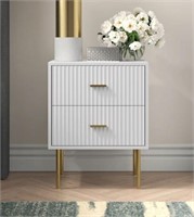 Modern Nightstand with Two Drawers, set of 2, Whit