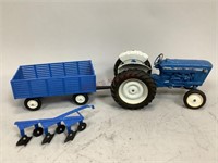 Collectible Blue Metal Ford Tractor & Accessories