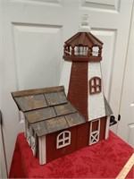 Wood lighthouse mailbox