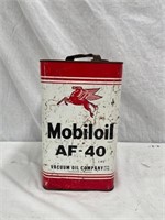 Mobil AF-40 gallon tin with brass tap