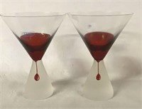 GMG ROMANIAN CRYSTAL RUBY MARTINI GLASSES