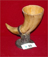Antique Horn Ale Tankard & Stand 7"