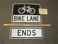 BIKE LANE ENDS 2pc Road Sign Set