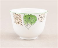 Chinese Porcelain Green Leaves White Cup