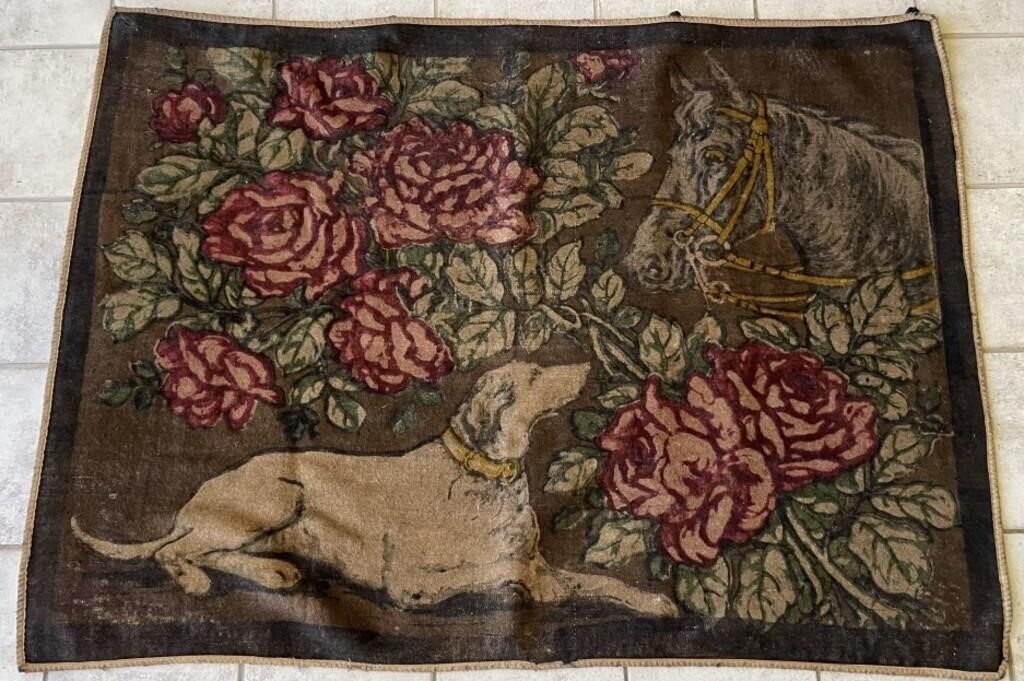 Wool Horse, Dog & Roses Tapestry