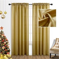 Gold Curtains 84 Inch Length for Living Room 2 Pan