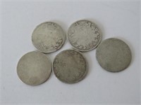 GROUP OF OLD CANADIAN FADED SILVER COINS