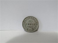 1947 NEWFOUNDLAND 10 CENTS SILVER COIN