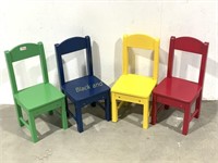 4 Colorful Toddler Wooden Chairs