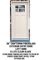 36" Craftsman LH Fiberglass Exterior Entry Door