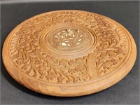 India Carved Rosewood Inlay Table Top