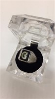 Sterling Silver & Onyx Man's Initial "G" Ring
