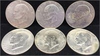 6- 1971 Ike Dollar Coins