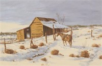 KARIN HOLLEBEKE (B.1950) HORSE IN SNOW, 24" X 36"