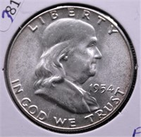 1954 FBL CH BU FRANKLIN HALF DOLLAR