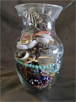 Flower Vase With Costume Jewelry