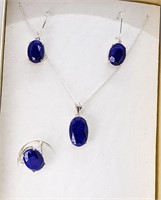 3 Pc. Sterling Silver & Oval Lapis Lazuli Set
