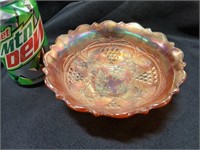 Carnival glass grape pattern bowl