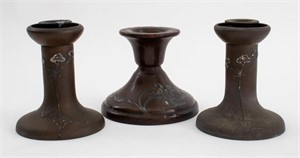 Heintz Ams Sterling and Bronze Candlesticks, 3