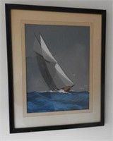 Lot #523 - Vintage framed sailing print abstract