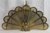 VTG Victorian Style Brass Peacock Fireplace Screen