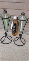 2 Vintage Lamp oil Bottles & Lamp oil