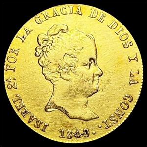1840 Spain .1905oz Gold 80 Reales CLOSELY
