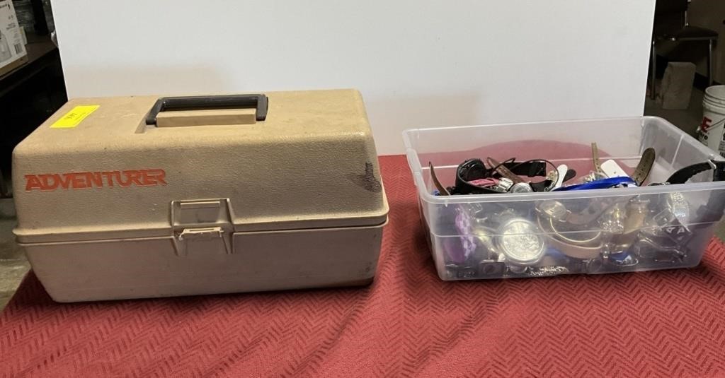 Miscellaneous watches and tackle box