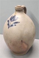 Antique Stoneware Ovoid Jug Blue Decorated