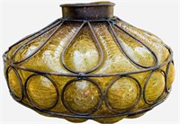 Mid Century Amber Crackled Glass Globe