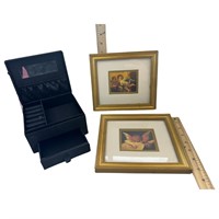 Framed Cherub Prints with Jewelry Box