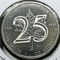 2013 Canada $5 Silver 25th 1 t oz.