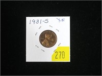 1931-S Lincoln cent, XF
