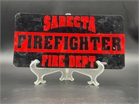 Sarecta firefighter fire department license tag